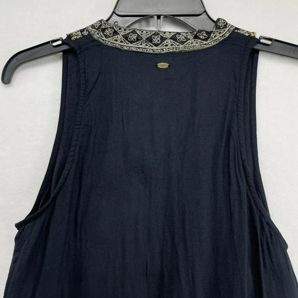 O'neill Dress Women's Sz XS Black Sleeveless A Line Tunic Floral Diamond Studded - Picture 8 of 9